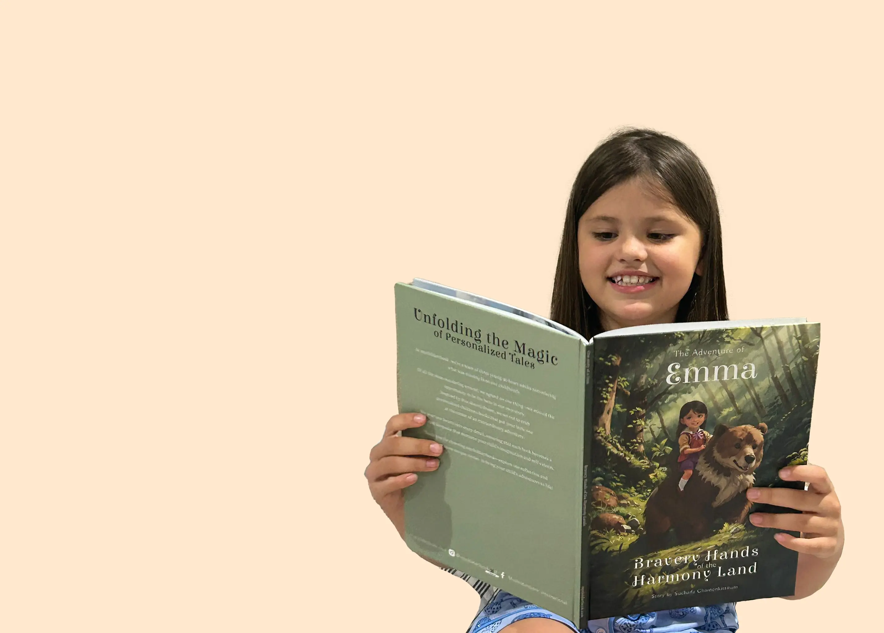 Father and son reading personalized book